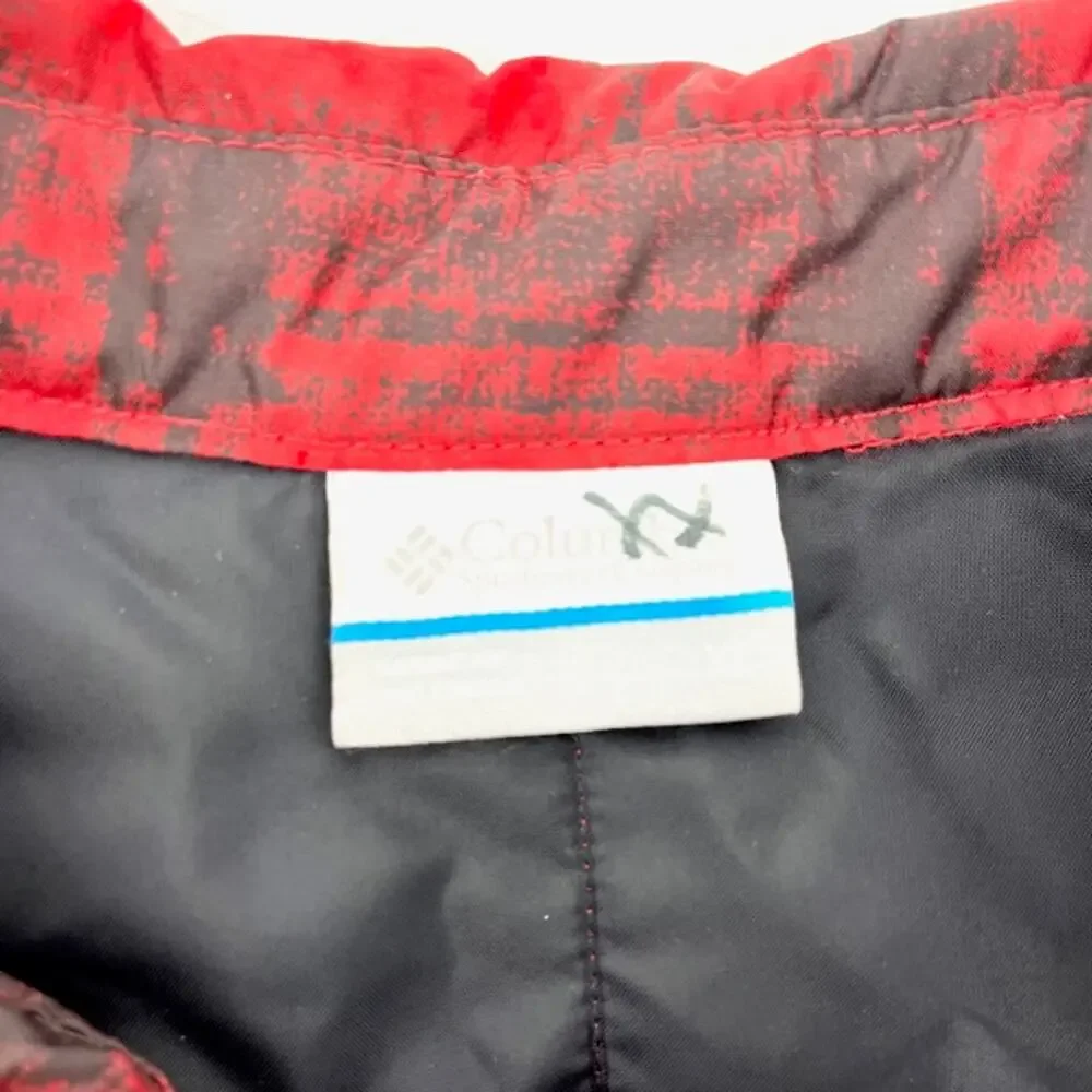 Columbia polyester shell quilted red plaid‎ jacket (Youth XL)